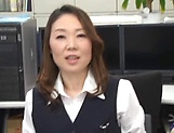 Hot office lady is a horny Japanese AV model in hardcore threesome